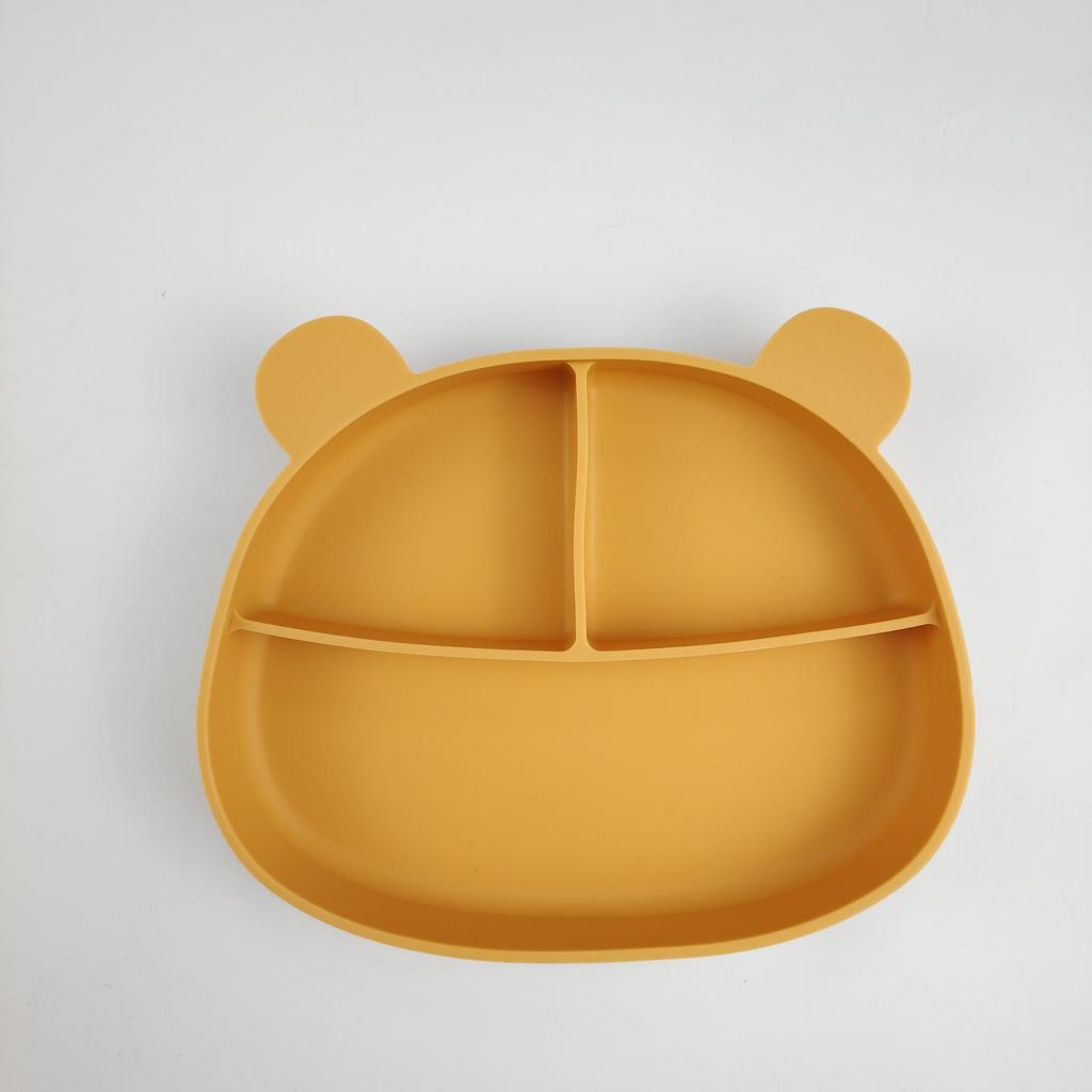 Silikon Bär Unterteilter Teller mit Saugfuß - Verbrühschutz, Sturzsicher Babygeschirr