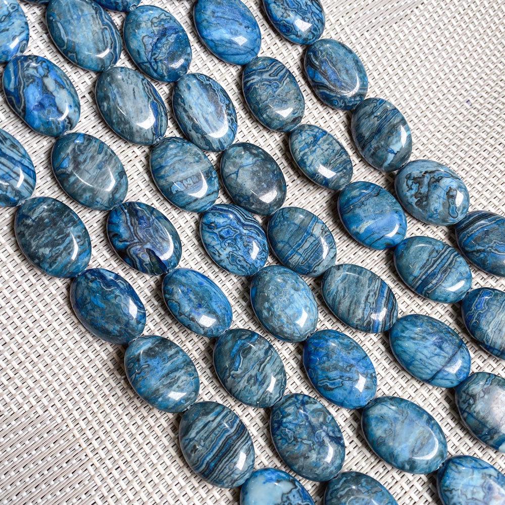 Hand-Painted Natural Gemstone Oval Beads for DIY Jewelry Necklaces & Bracelets