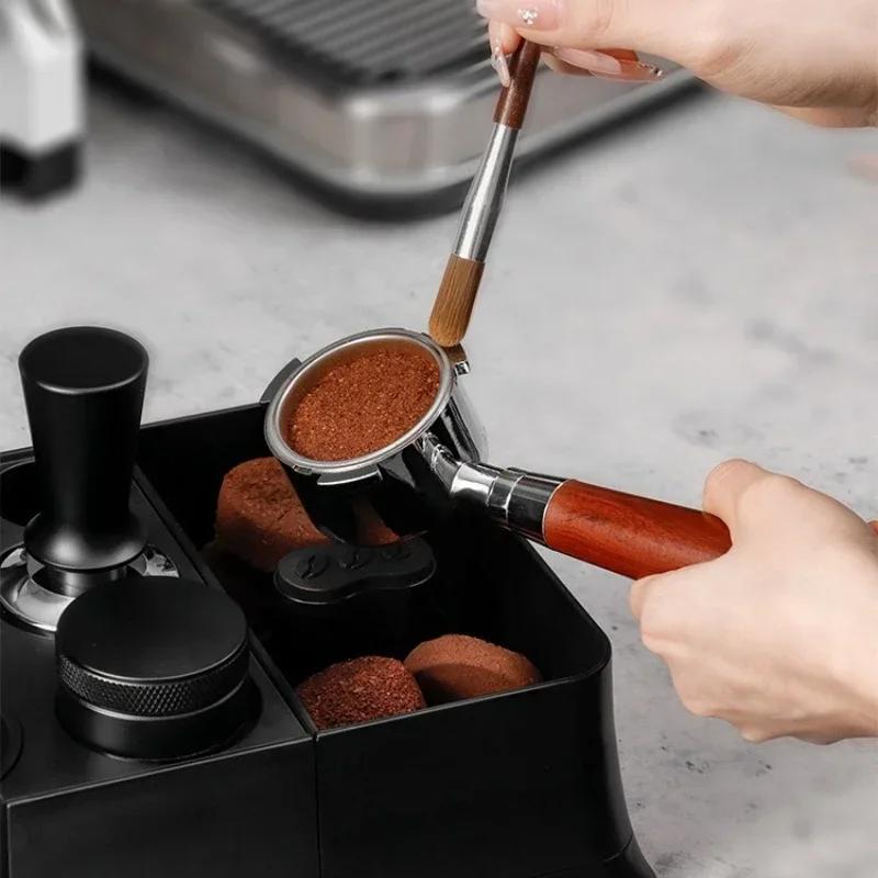 Kaffee-Tamper-Station Ständer mit magnetischer Knockbox ABS Verstellbare Basis für universellen Siebträgerhalter Espresso Zubehör