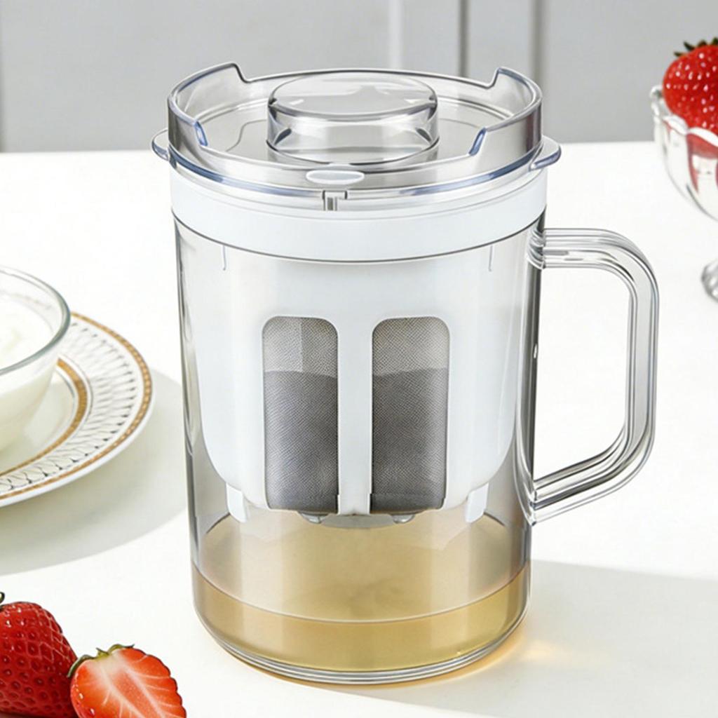 Yogurt Strainer Reusable Food Filter Whey Separator with Fine Mesh and Lid for Cheese Soybean Milk Berry Soup Fruit Juice Coffee