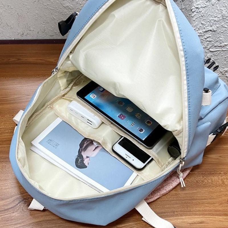 Canvas Women's Backpack Students School Bags for Girls Teenager Cute Multi-pocket Schoolbag Rucksack Handbags Laptop Backpack