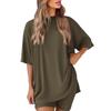 2025 Summer Women's Fashion Loose Solid Color Casual Pajama Set