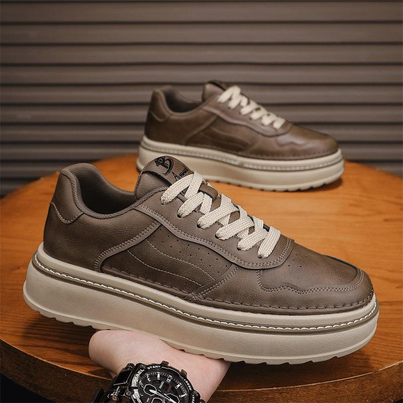 Autumn new youth retro leather casual shoes platform heightening board shoes