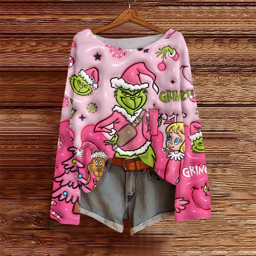 Long Sleeve Shirts For Women Printed Tees Blouses Casual Plus Size Basic Tops Pullover