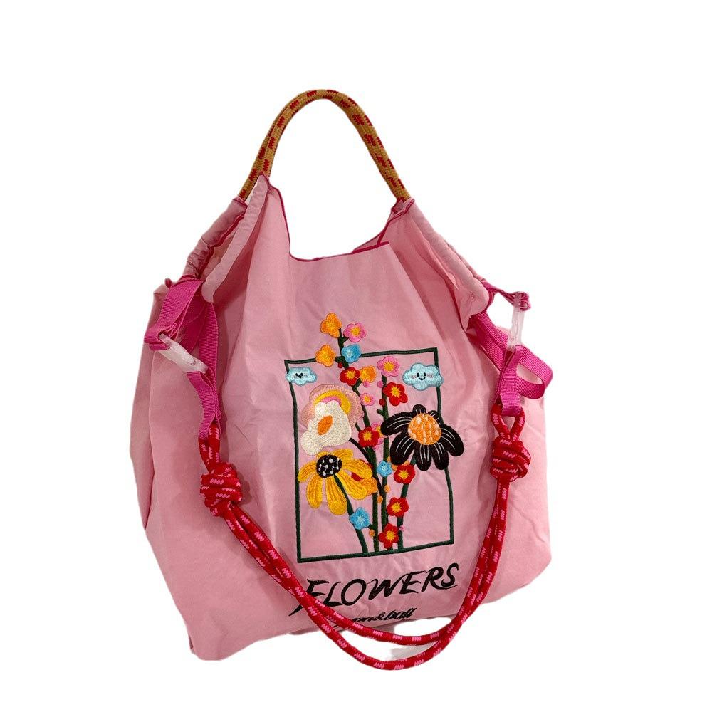 GUANchain Umweltfreundliche Damen-Handtasche: Exquisite gestickte Nylon-Einkaufstasche mit einer Schulter