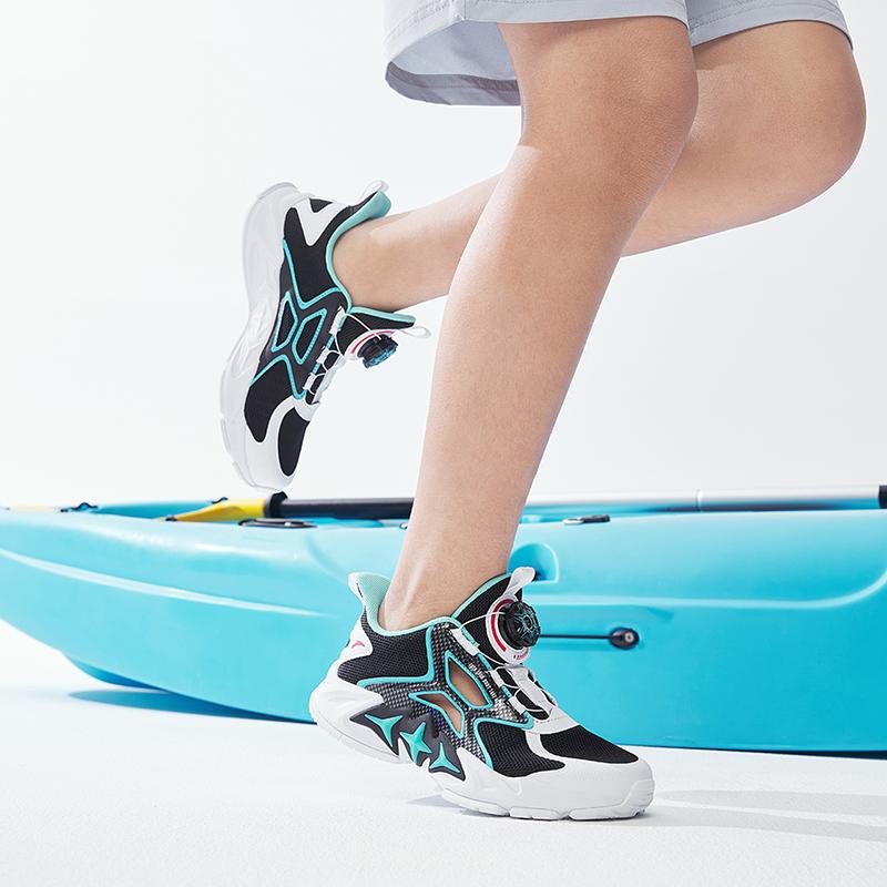Anta Honghu 2.0 PU Non-Slip Wear-Resistant Kids Casual Shoes Kids Casual Shoes Black White Green A312326992-1