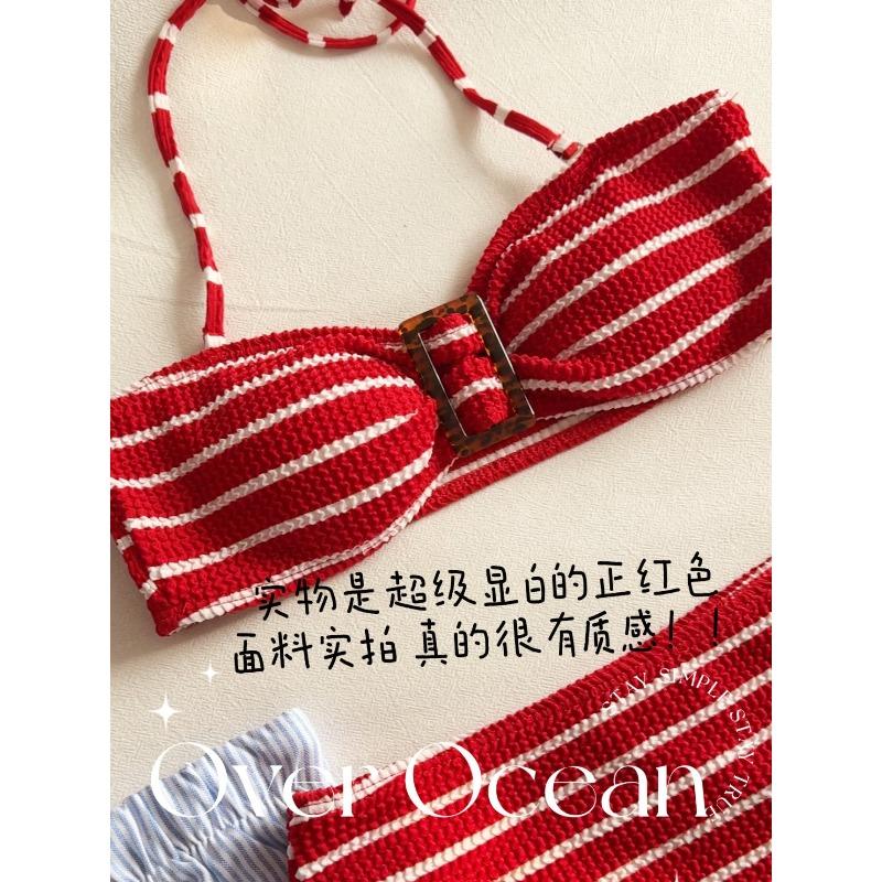 Wind retro striped sexy babes with small breasts sexy bikini split swimsuit women