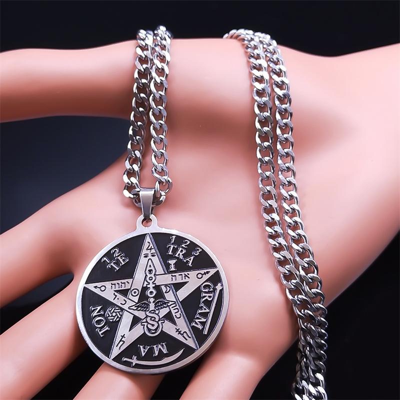 Witchcraft Gothic Dark Pentagram Necklace Stainless Steel Original Tetragrammaton Salomon Amulet Necklaces for Women Jewelry