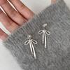 Silver Needle Diamond Bow Earrings Simple and Versatile High-quality Stud Earrings Women's Niche Light Luxury High-end Earrings