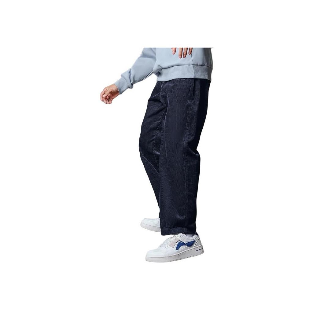 Li-Ning Pure Color Zip-Up Straight-Leg Casual Pants Men Bottoms Black AKXR457-3