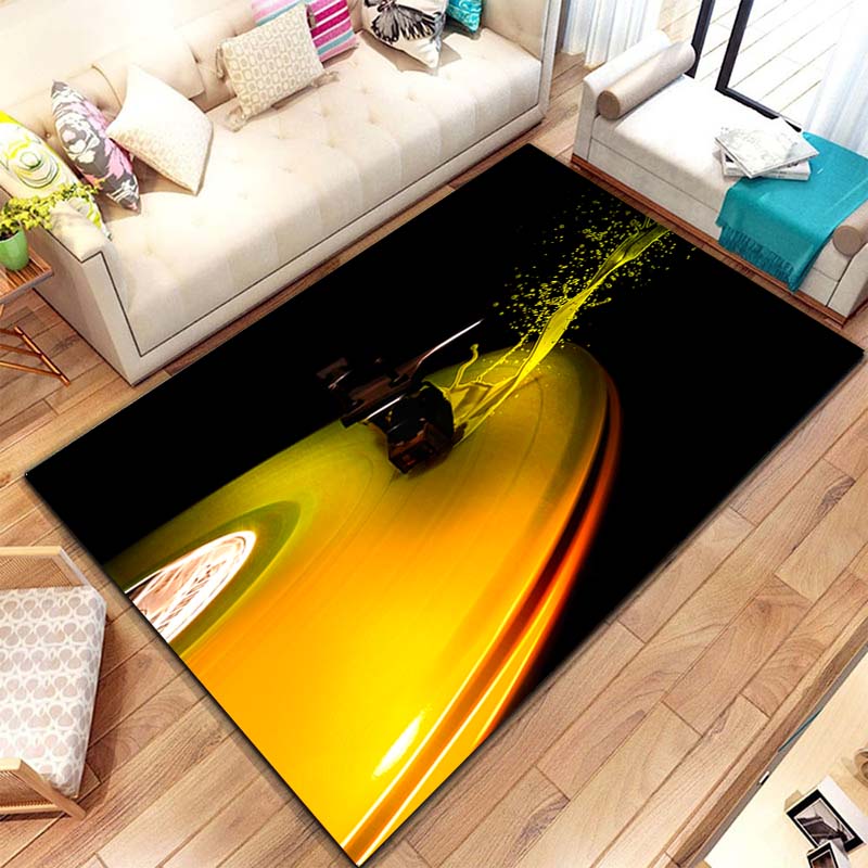 Music Vinyl Disc Player Pattern Rug Carpet for Bedroom Living Room Kitchen Bathroom Floor Mat Home Decor Non-Slip Floor Pad Rug