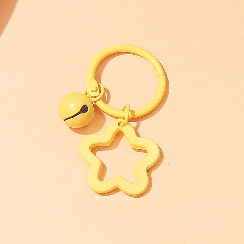 2pcs Korean Version of Ins Small Fresh Color Small Star Bell Keychain Candy Color Keyring Pendant Women Bag Keychain Accessories