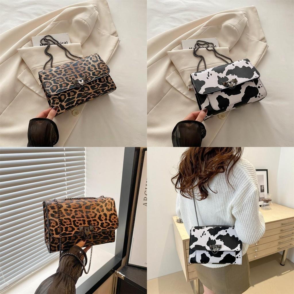 Chic 2024 Summer Cow Print Shoulder Bag Vintage Casual Small Square Bag