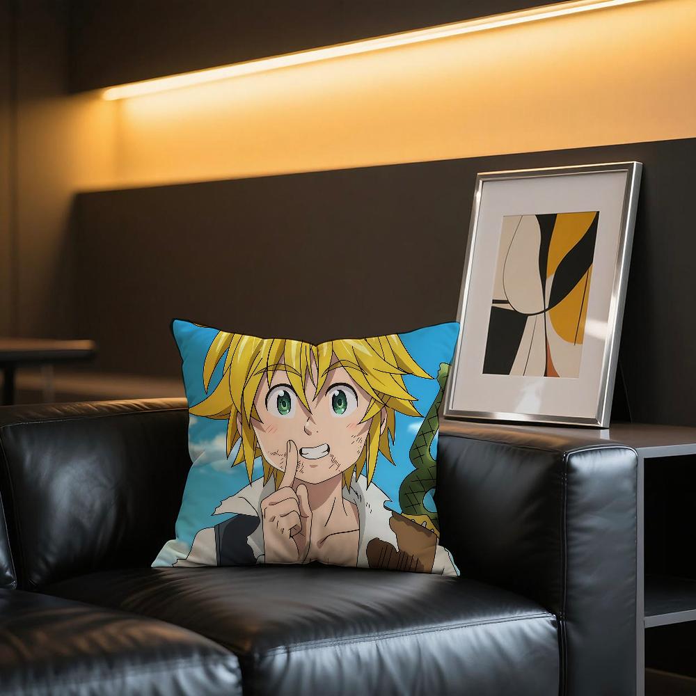 Funda de cojín Anime The S-Seven D-Deadly Sins Meliodas Cómoda y suave ropa de cama amigable con la piel almohada de sofá para el tiempo libre funda de almohada para coche