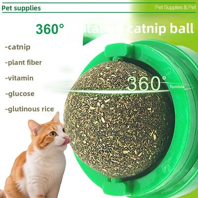 Haustierspielzeug, Minzbälle, Katzenspielzeug, Rotierende selbstklebende Katzenlutscher, Zahnpflege, Beißfeste Katze, Langweiliges Katzengras