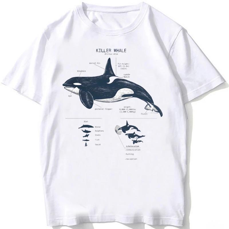 Beach Diving White Tshirt Vintage Whale Shark Anatomy Biology Tshirt Unisex Casual T Shirts Aesthetic Clothes