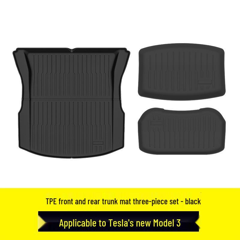 Waterproof, stain-resistant TPE mats for 2025 Tesla Model Y, tailored for front and rear trunks.
