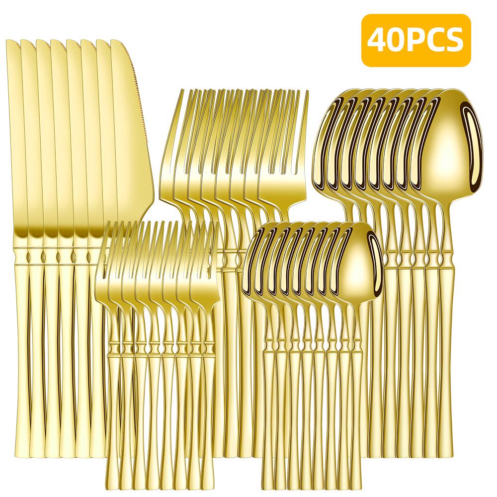 Stainless Steel 30-Piece Cutlery Set with Small Waist Design for Restaurants and Hotels