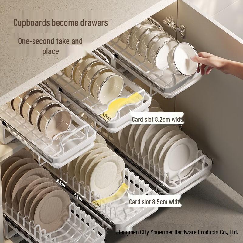 Nordic Style Pull-Out Dish Drying Rack & Storage Shelf