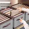 Houndstooth Foldable Wardrobe Storage Box with Lid and Compartments for Clothes and Pants