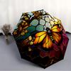 1pc Butterfly StainedGlass Automatic Open/Close Umbrella with Folding feature Compact Travel Umbrella, Lightweight design, for Commuting, Business109