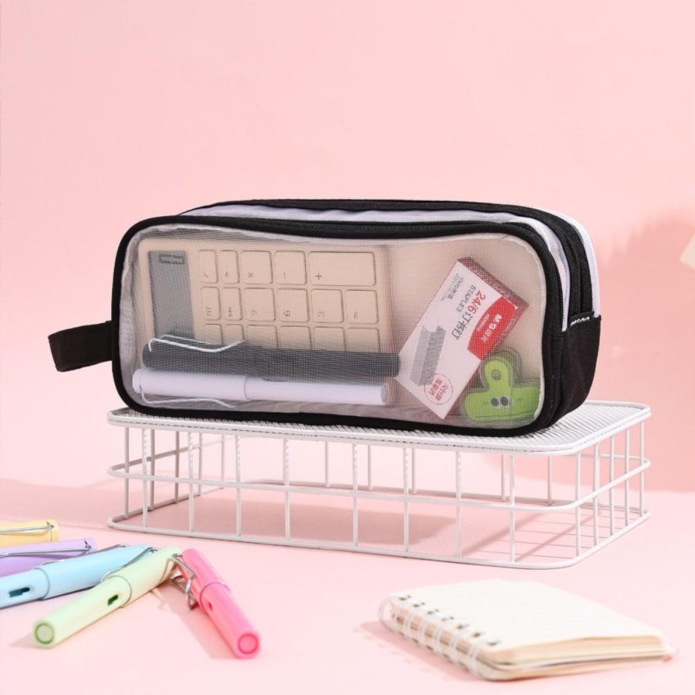 Transparent Pencil Case Mesh Stationery Pouch New Pen Organizer Bag Stationery