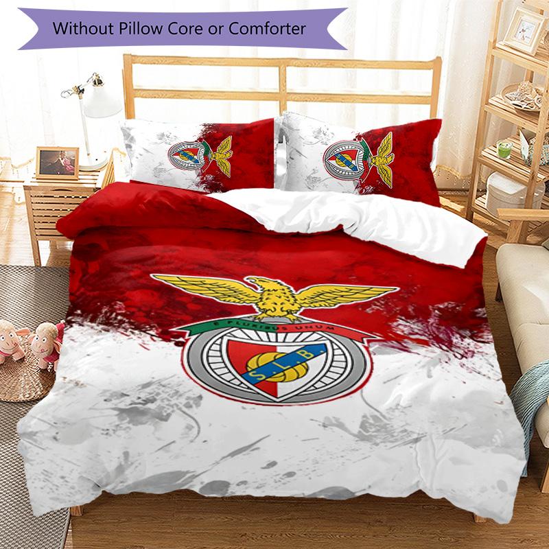 3pcs B-Benfica Design Cover Set - HD Printed Bedding with 1 Cover and 2 Pillowcases - Perfect for Home and Dorm Decor