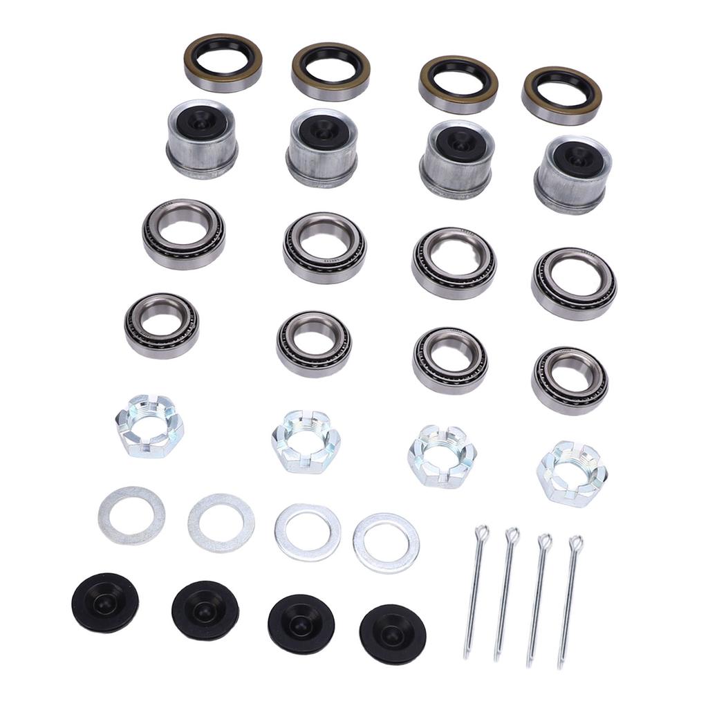 4 Sets 3500 LB Boat Trailer Axle Bearing Kits L68149 Grease Seals Spindle Nuts 1.98in Dust Covers Rubber Plugs Cotter