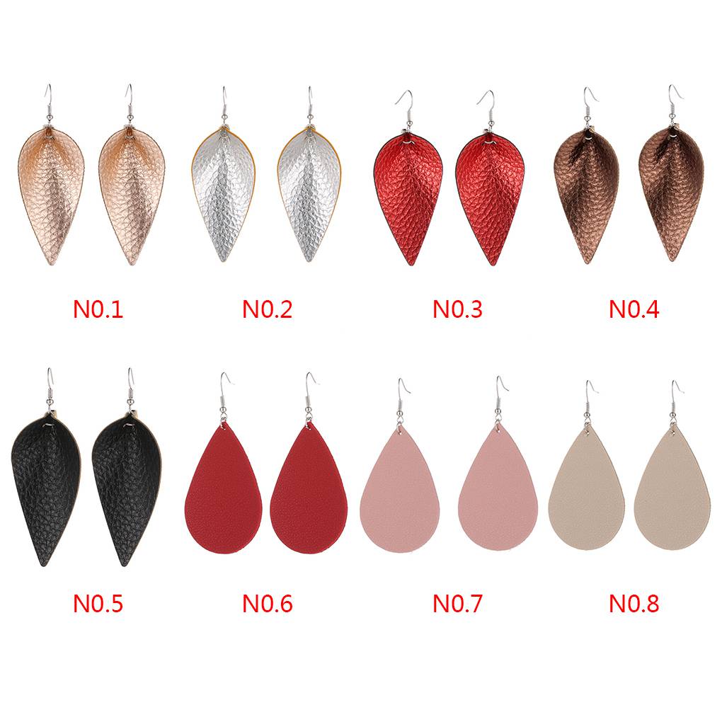 1 Pair Simple Water Drop Pendant Earrings Girl PU Leather Night Party Ear Studs Fashion Jewelry