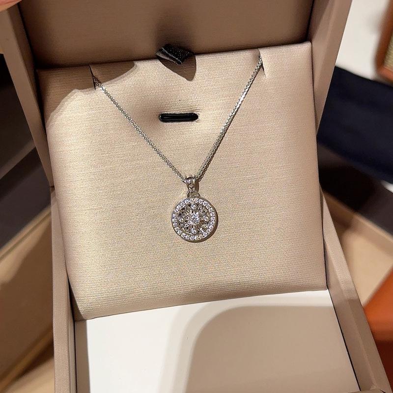 Elegante Diamantblumen-Kompass-Halskette: Damen Luxus Schlüsselbein Kette mit Ausziehbarem Design