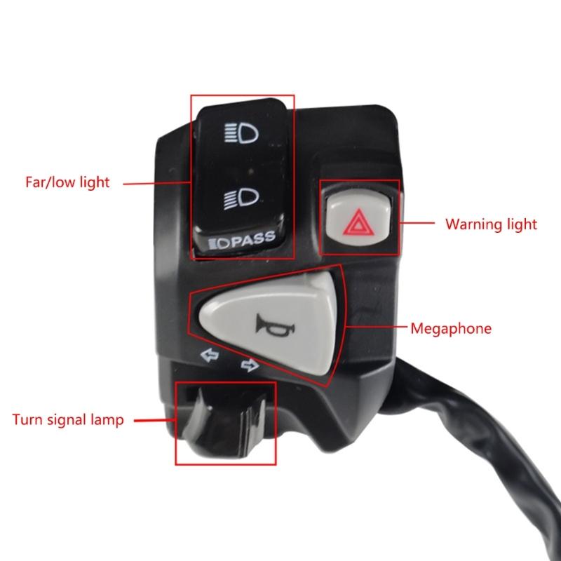 Motorcycle Handlebar Switch for 150 High/Low Beam Control Button Replacement Horn Turn Signal Switch with Wiring
