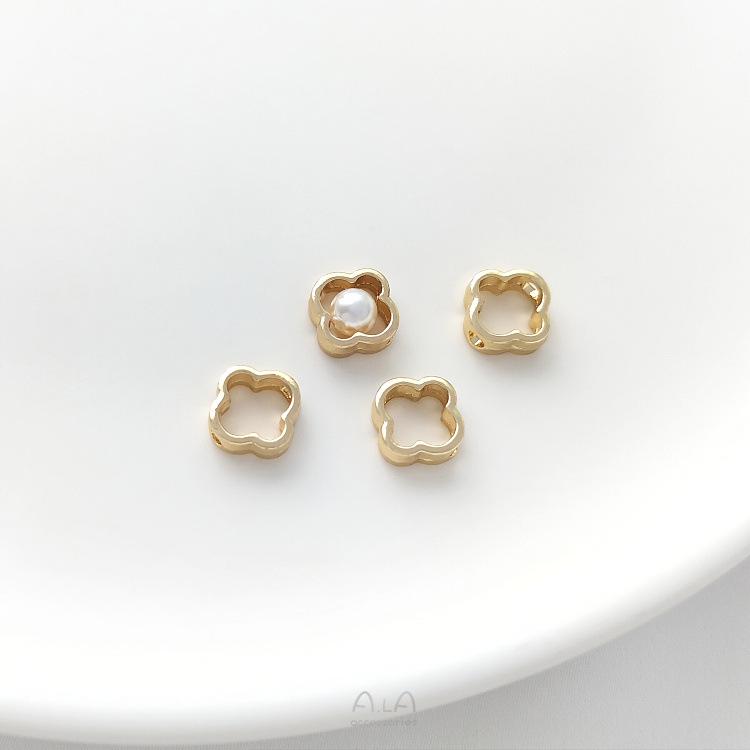 14K Gold-Filled Four-Leaf Clover & Pearl Beaded DIY Jewelry Materials