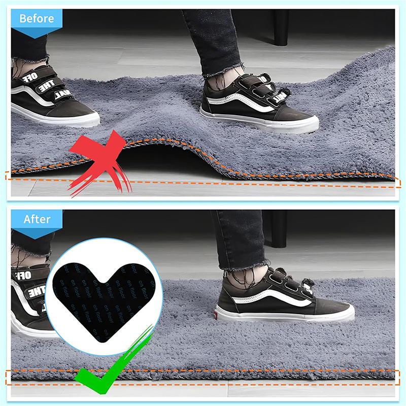 8/10/12Pcs Heart Shape Rug Gripper Double Sided Non-Slip Rug Pads Sticker, Washable And Reusable Rugs Corner Tape