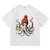 Oktopus mit Mütze T-Shirt Japanischer Stil Lustige Herren Kinder Kleidung Harajuku Kleidung Vintage Hochwertige Oberteile Baumwoll-T-Shirts