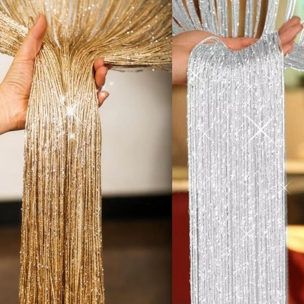 100x200cm String Curtain Shiny Tassel Curtain New Curtain Valance Window