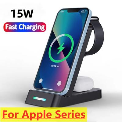 15W 3v1 bezdrátová nabíječka Stand Pad pro iPhone 14 13 12 11 X 8 Airpods Apple Watch iWatch Fast Wireless Charging Dock Station