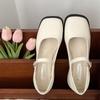 Versatile light mouth square head French single shoes women's 2025 spring and autumn new evening shoes retro thick heel silver Mary Jane shoes