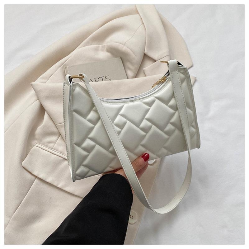 Women Fashion Small Underarm Bag Solid Color Handbags Female Zipper Shoulder Bag
