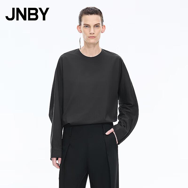 JNBY 25 Autumn Silk Cotton Blend Long Sleeve Round Neck Shirt