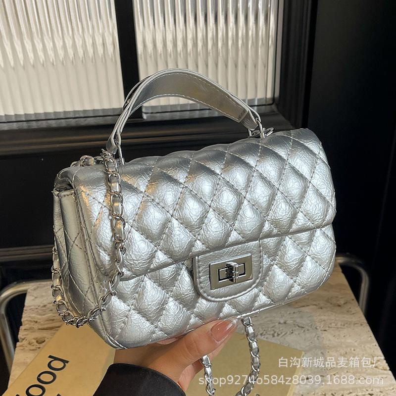 French niche fashion diamond chain, small fragrant style fashion portable small bag women's 2025 new temperament messenger bag