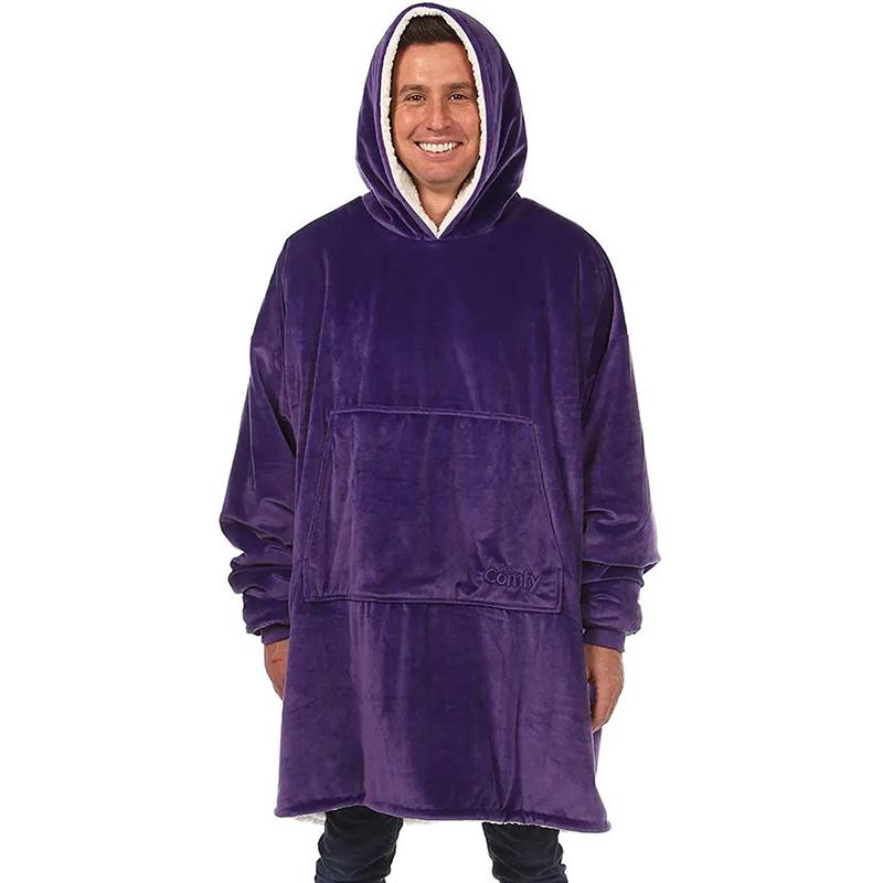 Podzim Zima Pohodlné Zesílené Teplé Domácí Oblečení TV Deka Páry Jednobarevné S Kapucí Velký Jedna Velikost Svetr Domácí Oblečení