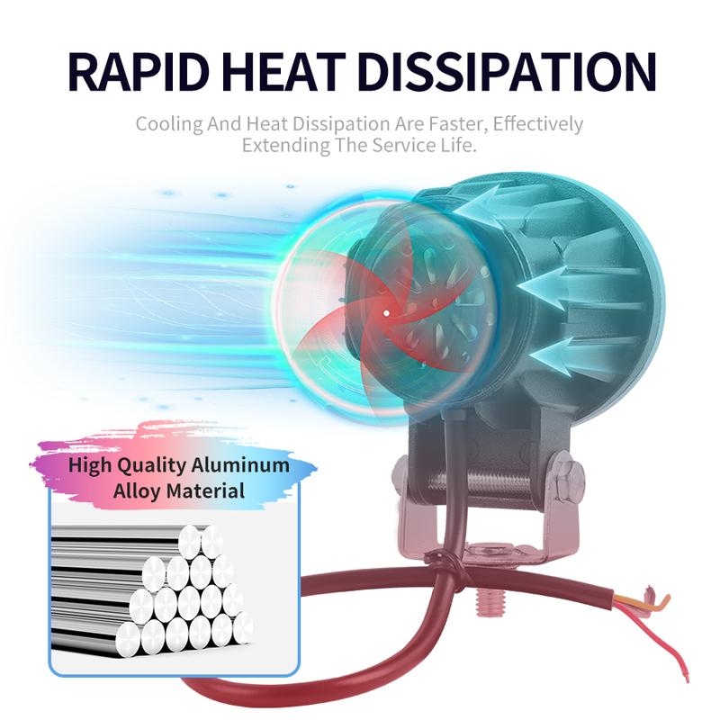 Motorcycle RGB with Horn Fog Work Lamp Headlight Driving Running Super Brighter 12V 80V for 4x4 High/Low Spot Accessories