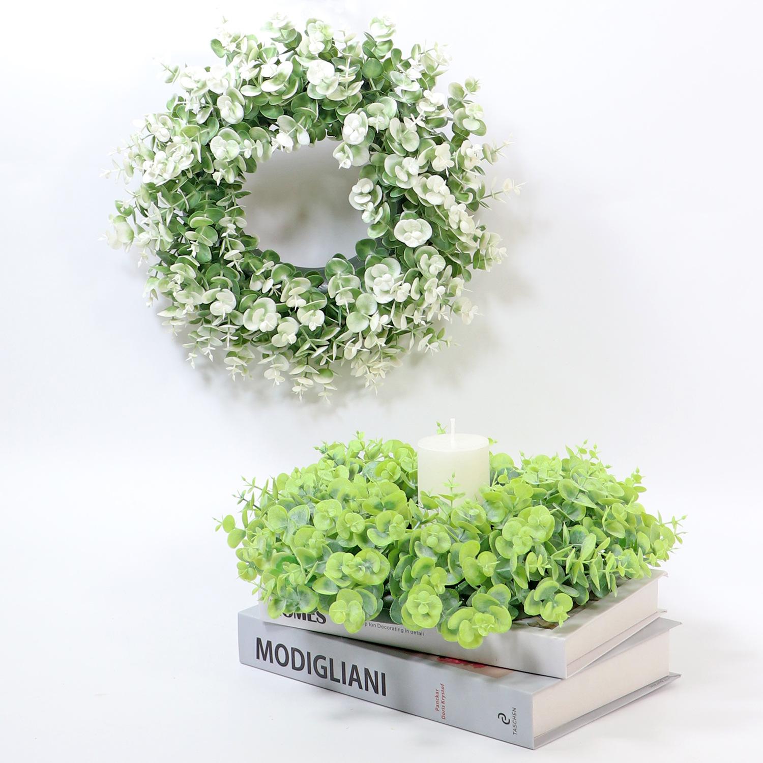 

Eucalyptus Faux Wreath Decorative Wreath Four Seasons Wreath Door Pendant Decoration Festival зелений
