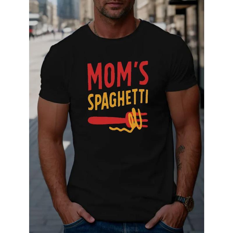 

Мужская креативная футболка с графическим принтом MOM S SPAGHETTI , Повседневная футболка с коротким рукавом и круглым вырезом, Мужская одежда для лета на открытом воздухе S чёрный