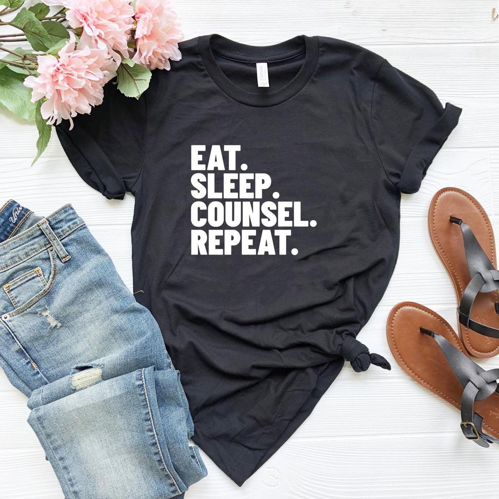 Teacher shirt mental health shirt counselor gift school psychologist gifts school counselor counseling - eat sleep counsel repeat