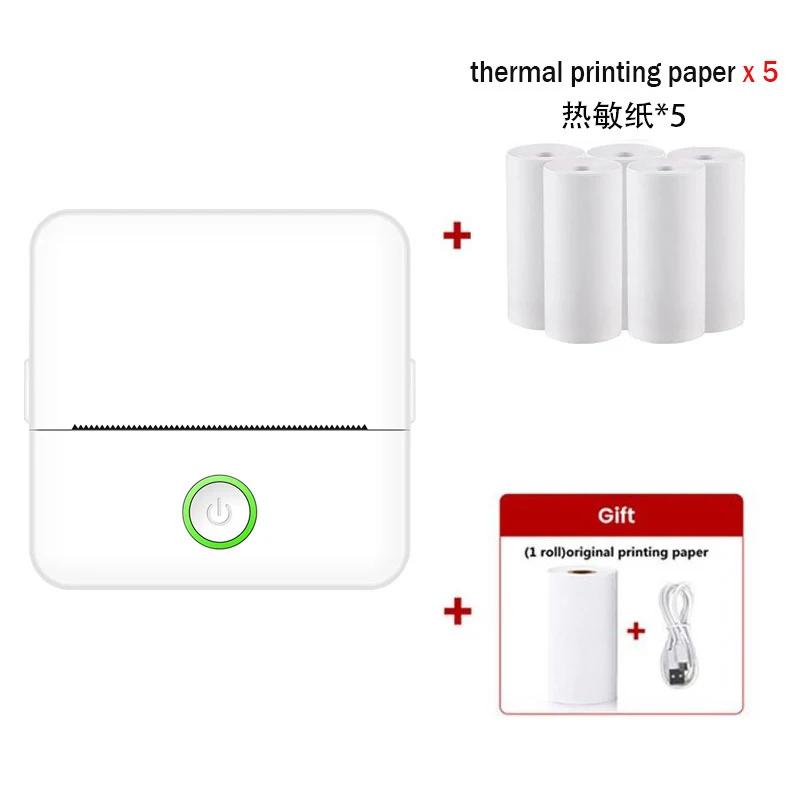 Portable Mini Printer Wireless Thermal Pocket Printers Self-Adhesive Paper for DIY Diary Stickers Quick Printing Conveniently