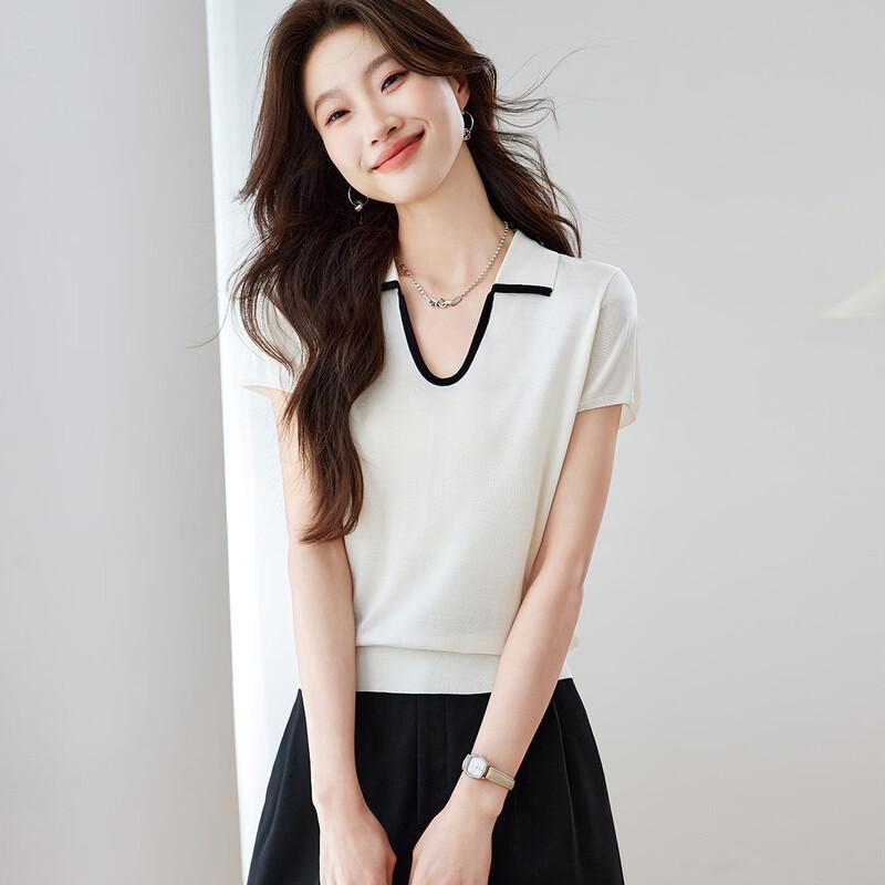 

Srcr 100% Mulberry Silk Knit Short-Sleeved T-Shirt XL