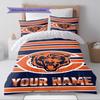 Name Custom Chicago Bears Logo Pattern Bedding Set Quilt Cover Pillowcase Home Decor Gift (1 * Duvet Cover + 2 * Pillowcase, Without Core)