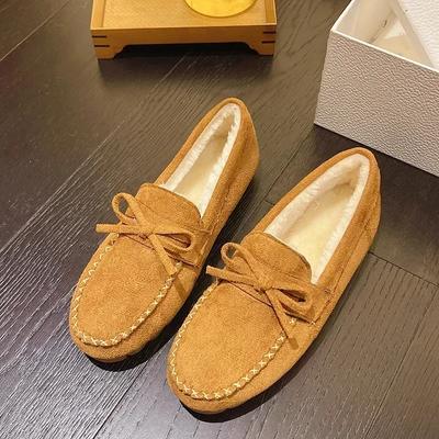 Mode Schleife Winter Damen Mokassins Ballerinas Rutschfeste Flache Schuhe Damen Warme Slipper Slip-on Komfort Baumwollschuhe Zapatos De Mujer