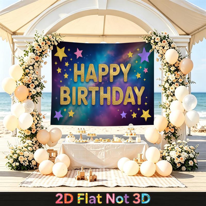Party Backdrop Happy Birthday Birthday Stars Photo Booth Background Front Door Decor